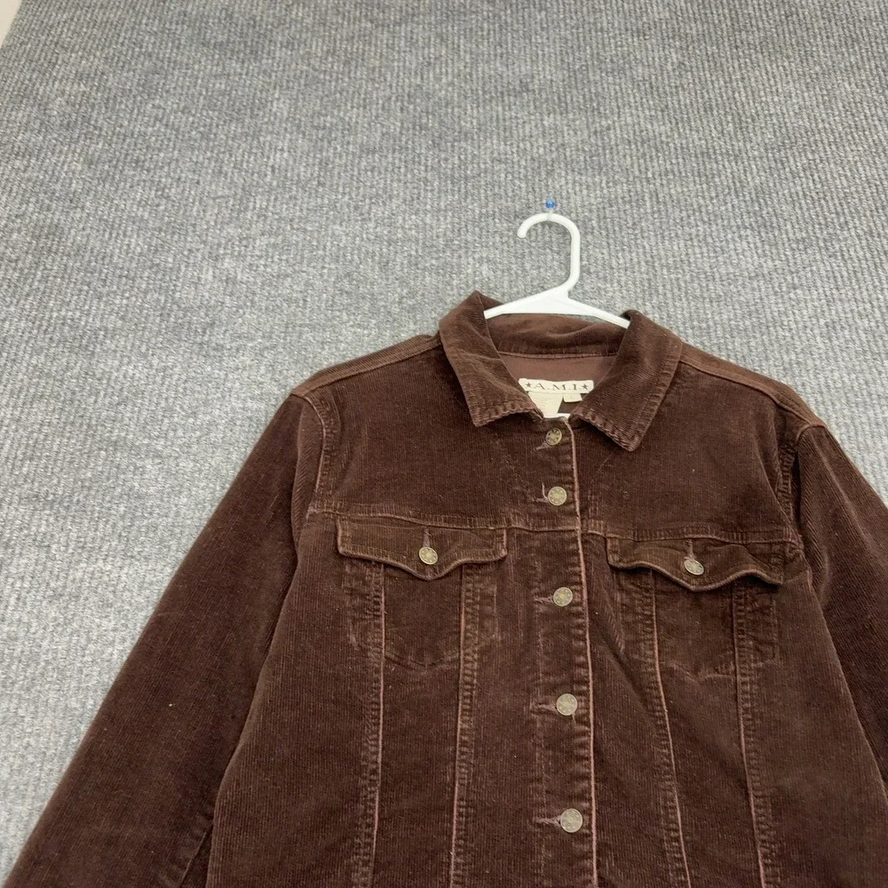 A.M.I. Jacket Womens L Brown Cotton Spandex‎ Corduroy Trucker Casual Style